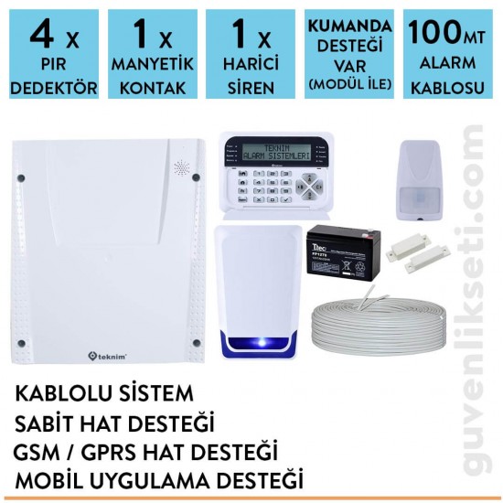 Teknim 4 Dedektörlü Alarm Sistemi ( Gsm/Gprs/Mobil )